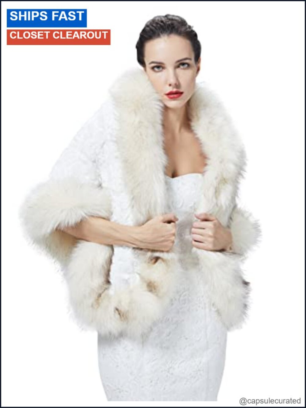 Faux Rabbit Fur Shawl Wrap Stole Shrug One Size Winter Wedding Evening